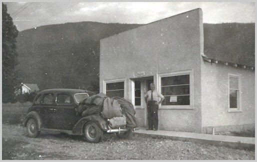 Bill Siddall at the new Yarrow Post Office - 1948