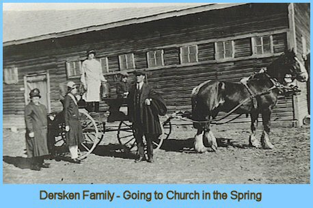 Travelling to Church in the Spring by Horse Team and Buggy
