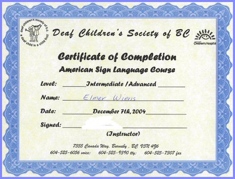 American Sign Language Course Intermediate